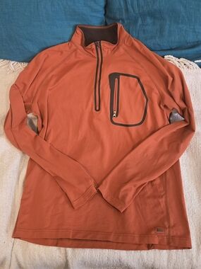 REI Men’s Technical Quarter Zip Pullover Rust Orange Size L
